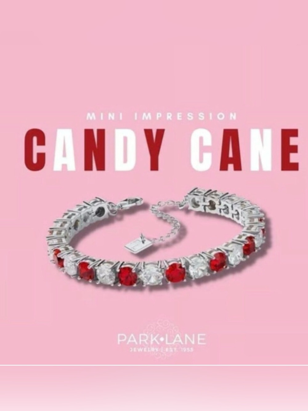 PARK LANE CANDY CANE MICRO Impression CZ
Tennis Bracelet Red & white Silvertone